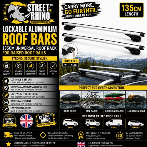 Lockable roof bars 135cm - 135cm, for