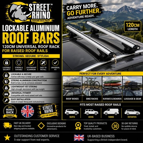 Lockable roof bars - lockable, 120cm